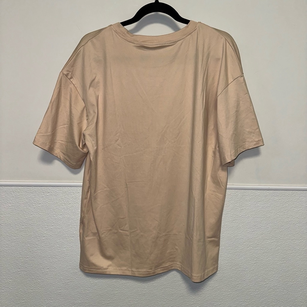 Women's SHEIN Beige Halloween T-shirt Size Small oversized Stay Spooky Skeleton - Picture 2 of 7